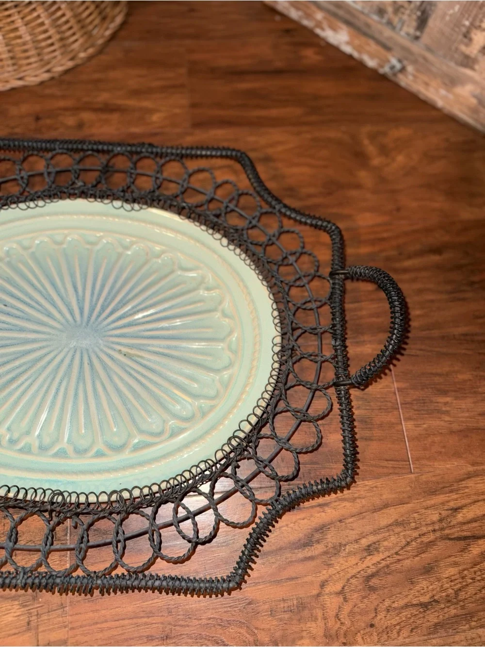 Vintage French Wire Serving Tray/French Country Decor-Square Nest